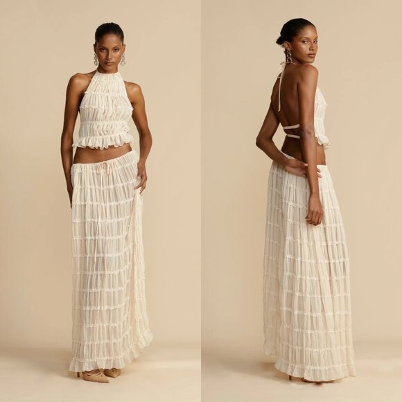 Arcina Ori Juliette Halter Top & Skirt Set in Cream Size Small - Picture 1 of 8